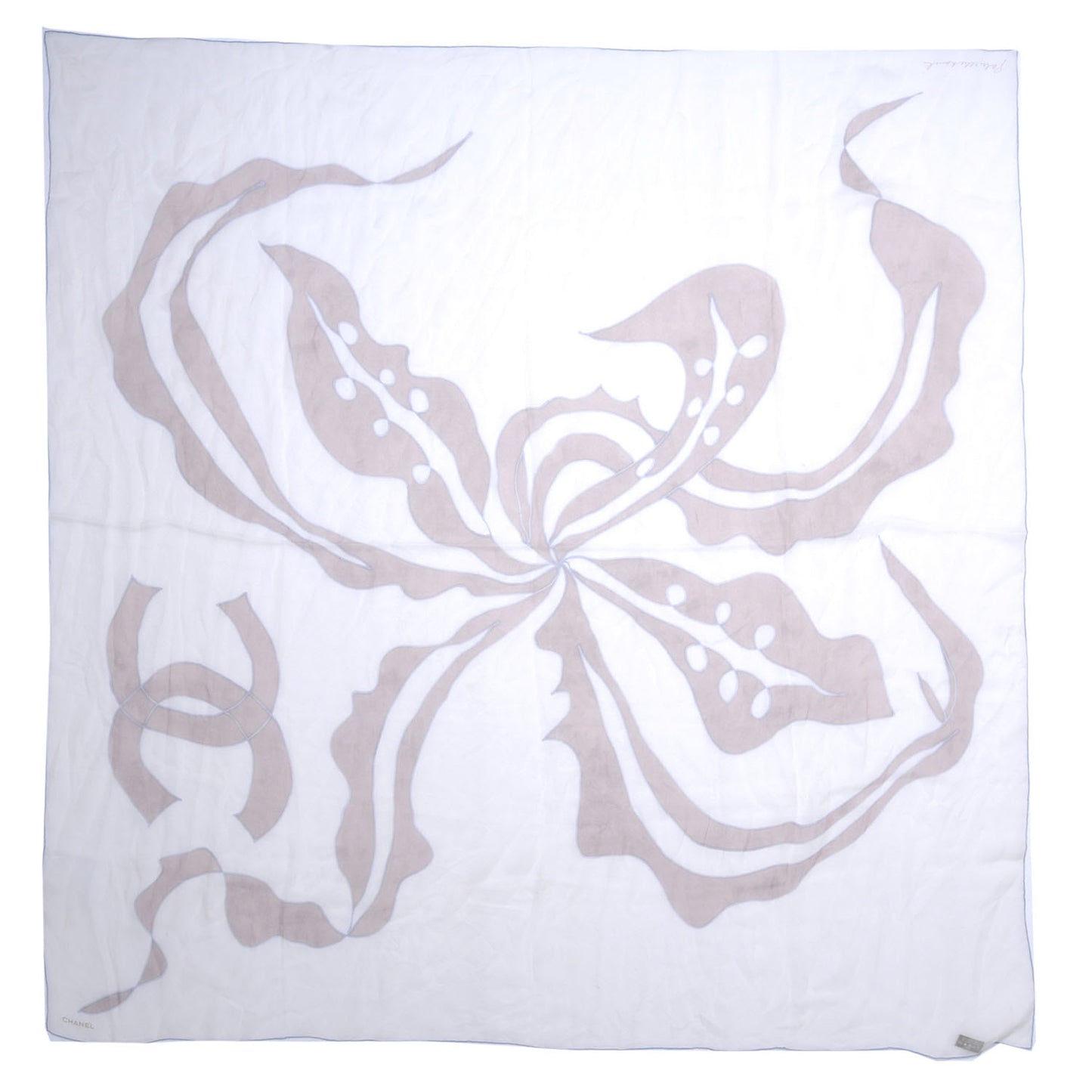 Silk Muslin Camellia Stole Blue Taupe Cream