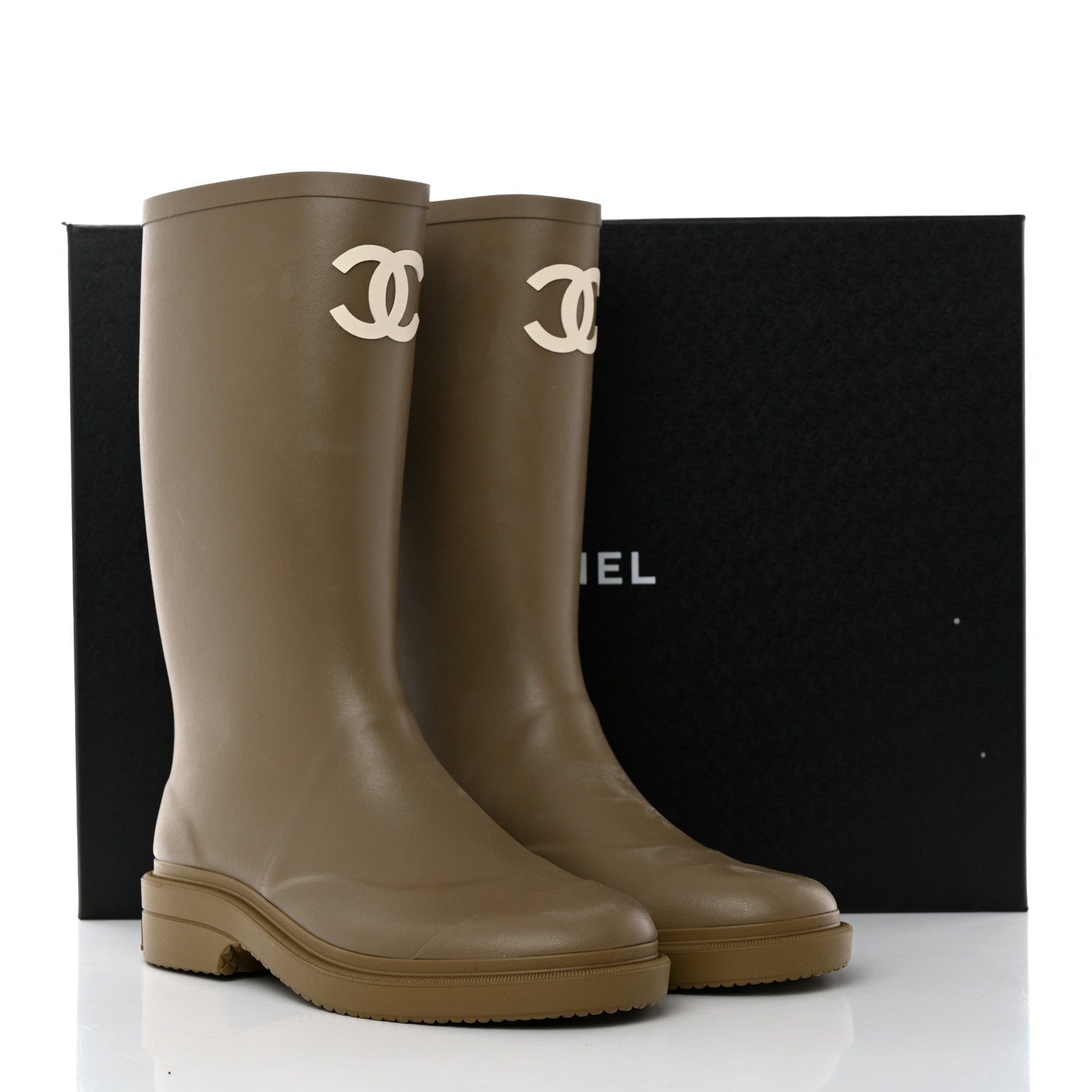 Chanel Caoutchouk CC High Boots 39 Dark Beige 9 of 9