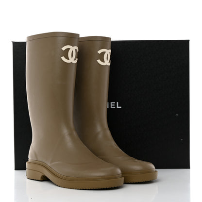 Chanel Caoutchouk CC High Boots 39 Dark Beige 9 of 9