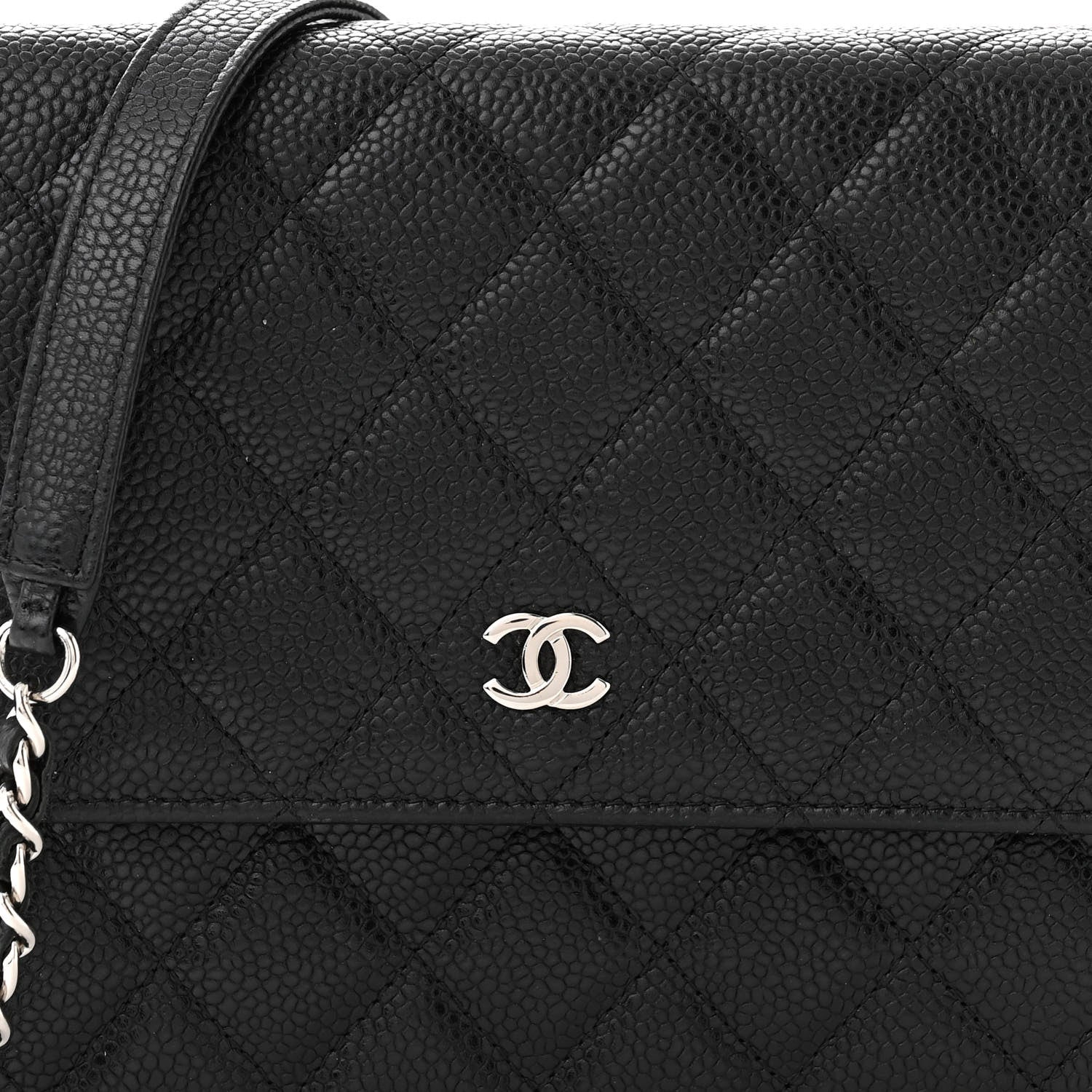 Chanel Caviar Quilted Square Wallet On Chain WOC Black 9 of 12