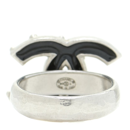 Chanel Ruthenium Enamel CC Ring 6.25 Black 2 of 3