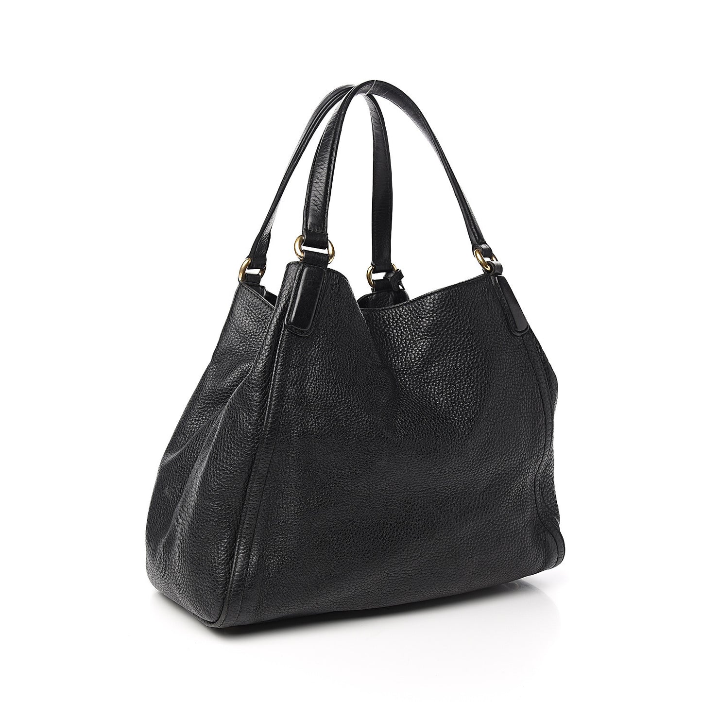 Pebbled Calfskin Medium Soho Shoulder Bag Black