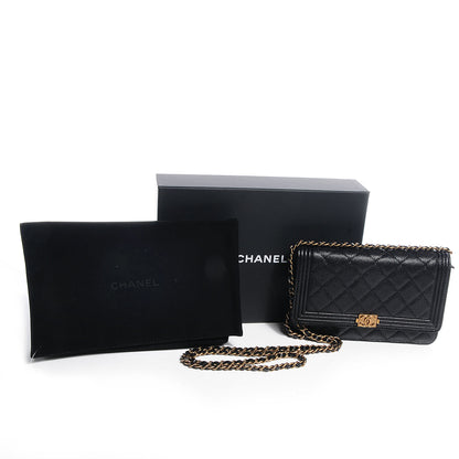 Chanel Caviar Quilted Boy Wallet On Chain Black 5 of 9