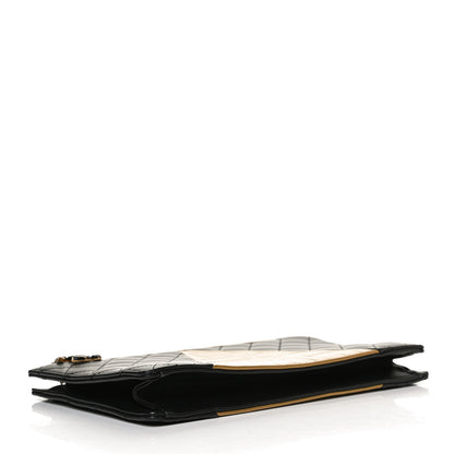 Chanel Lambskin Metallic Calfskin Crocodile Embossed Clutch Black Gold 9 of 15