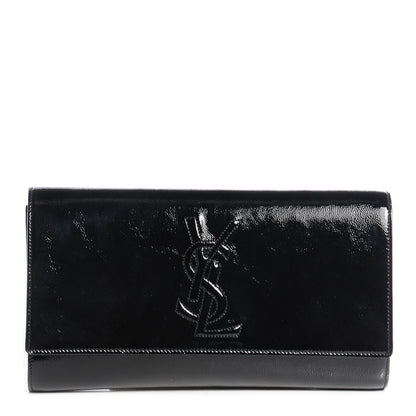 Saint Laurent Textured Patent Monogram Large Belle De Jour Clutch Black 1 of 7