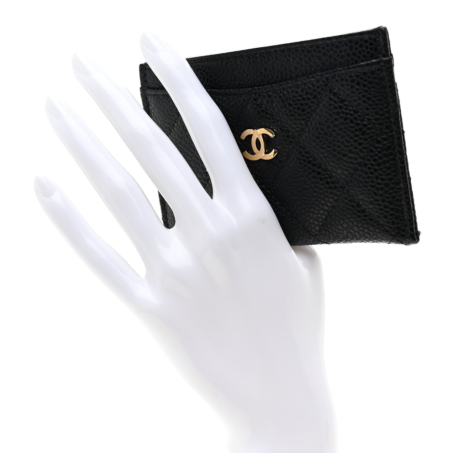 Caviar Quilted Card Holder Black