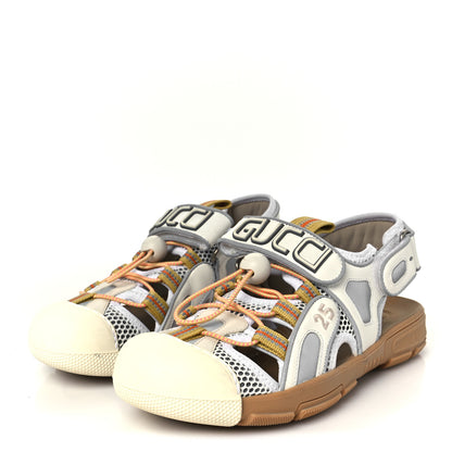 Gucci Mesh Fabric Tinsel Sport Sandals 37 White Silver 5 of 10