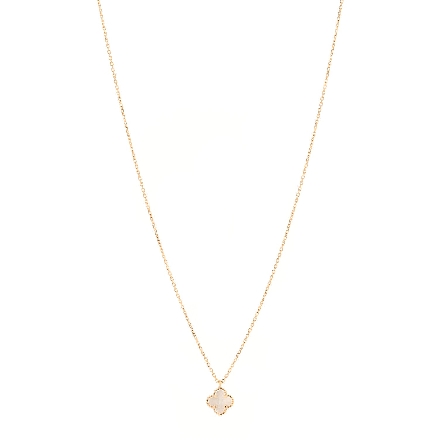Van Cleef & Arpels 18K Yellow Gold Mother of Pearl Sweet Alhambra Pendant Necklace 1 of 5
