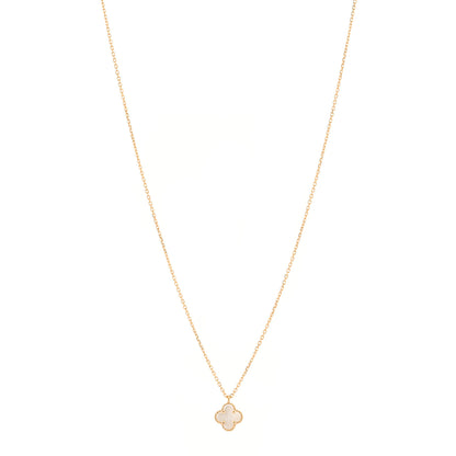 Van Cleef & Arpels 18K Yellow Gold Mother of Pearl Sweet Alhambra Pendant Necklace 1 of 5