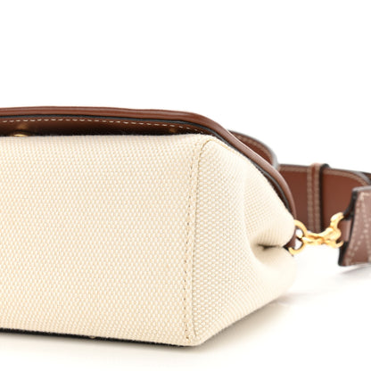 Burberry Calfskin Canvas Horseferry Print Hackberry Crossbody Bag Natural Tan 9 of 10