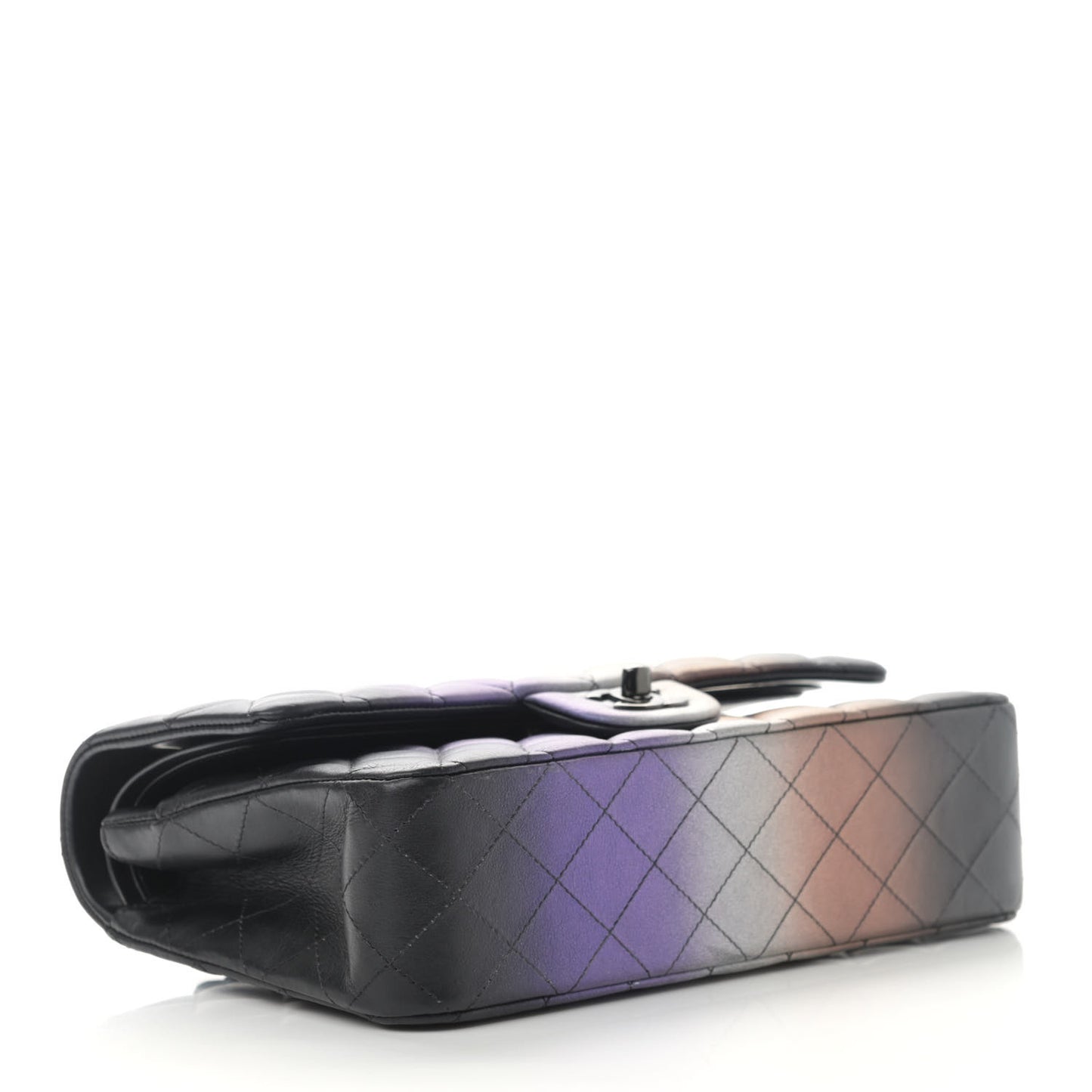 Calfskin Quilted Ombre Medium Double Flap Black