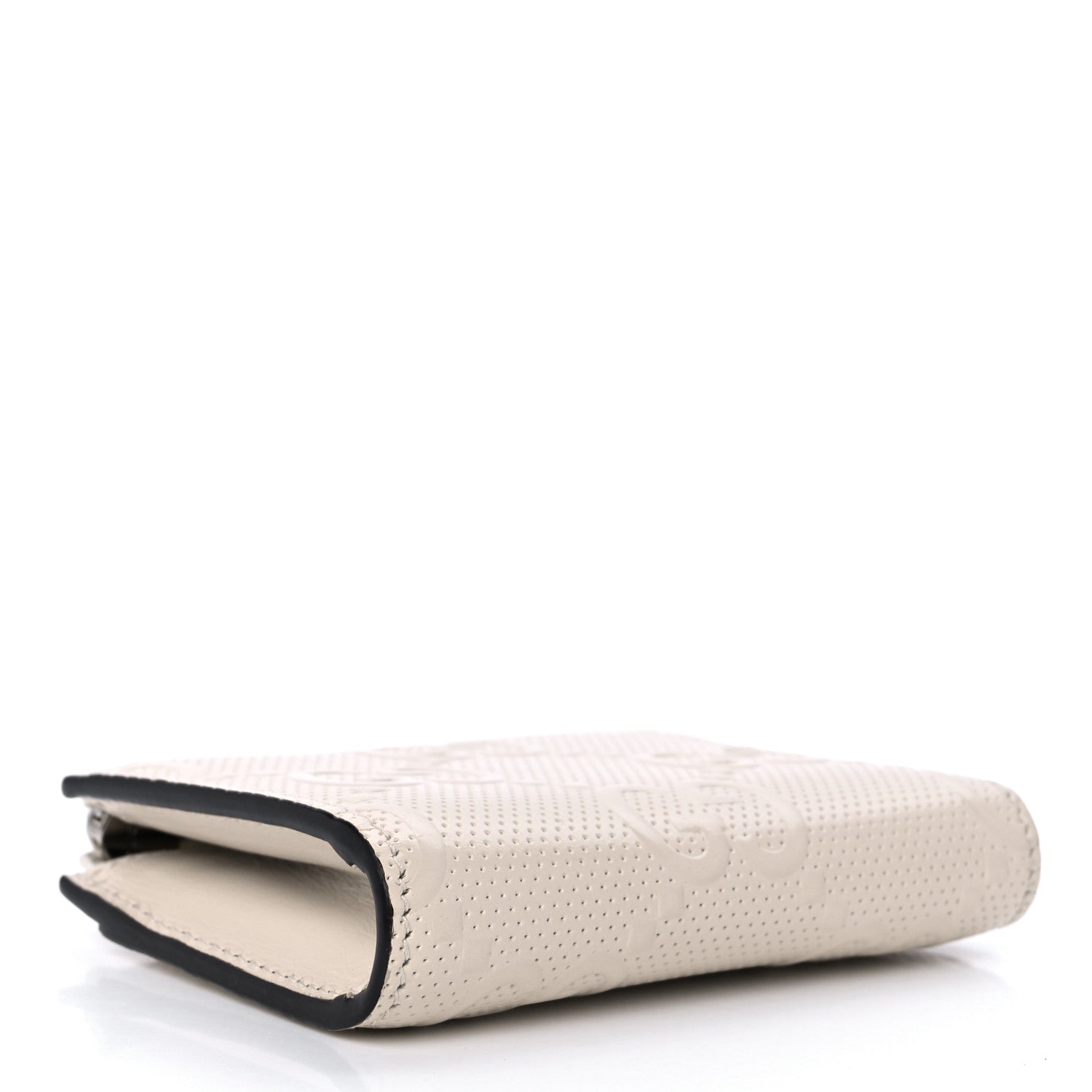 Gucci Calfskin GG Tennis Embossed Zip Around Card Case Wallet Mystic White 4 of 9
