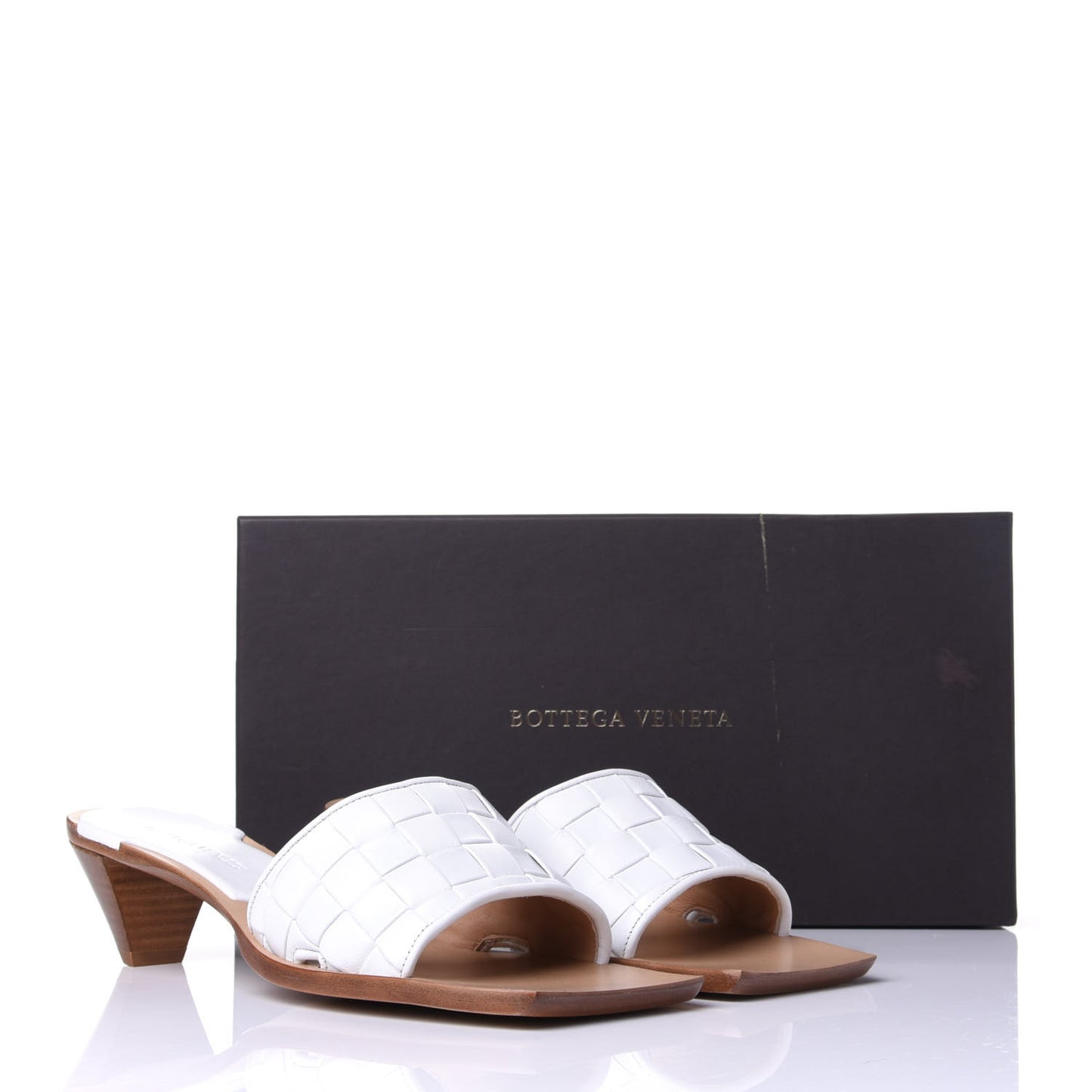 Nappa Intrecciato Heeled Sandals 38.5 Optic White
