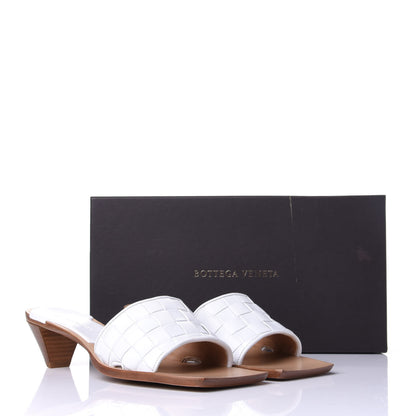 Bottega Veneta Nappa Intrecciato Heeled Sandals 38.5 Optic White 10 of 10