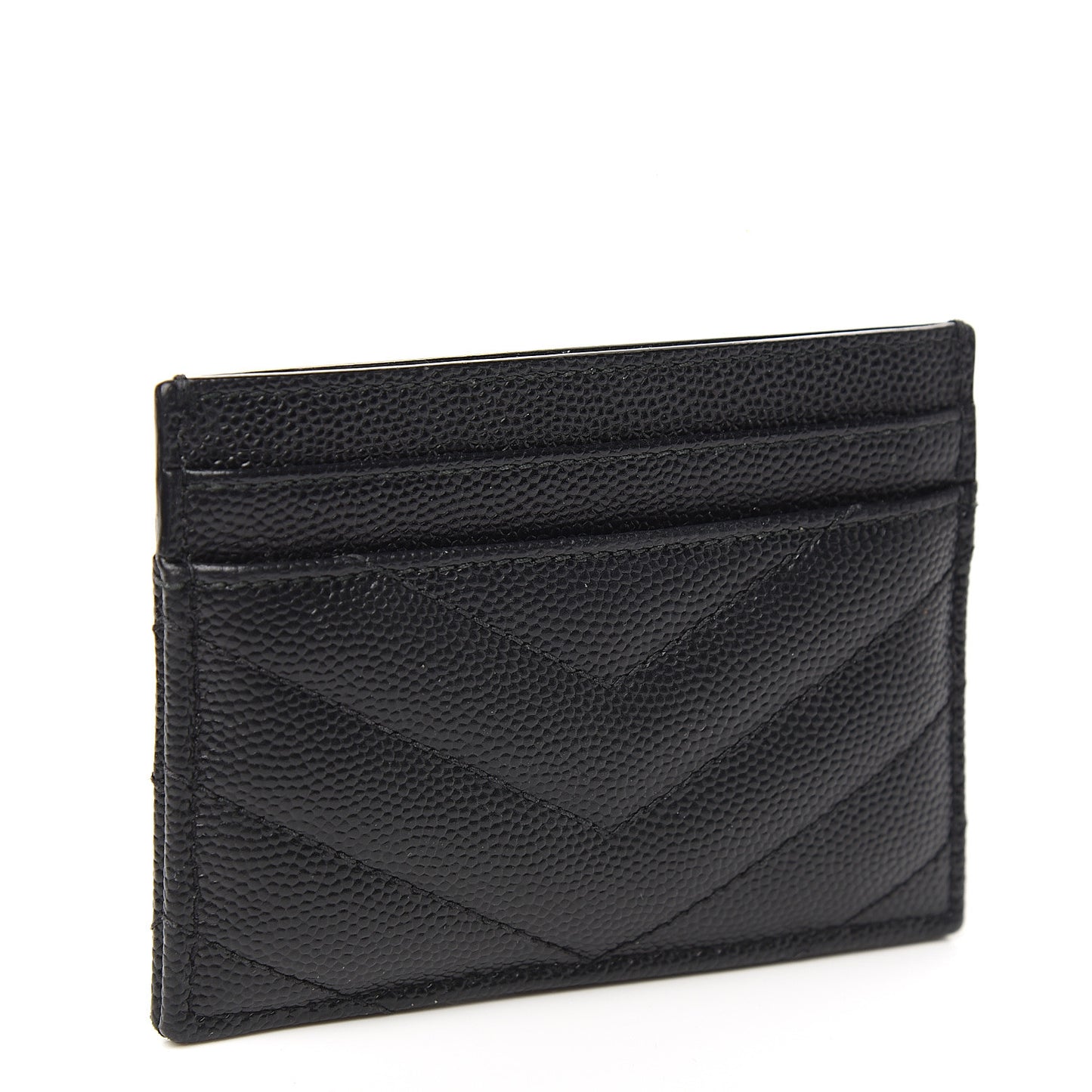 Grain De Poudre Matelasse Chevron Monogram Credit Card Case Black