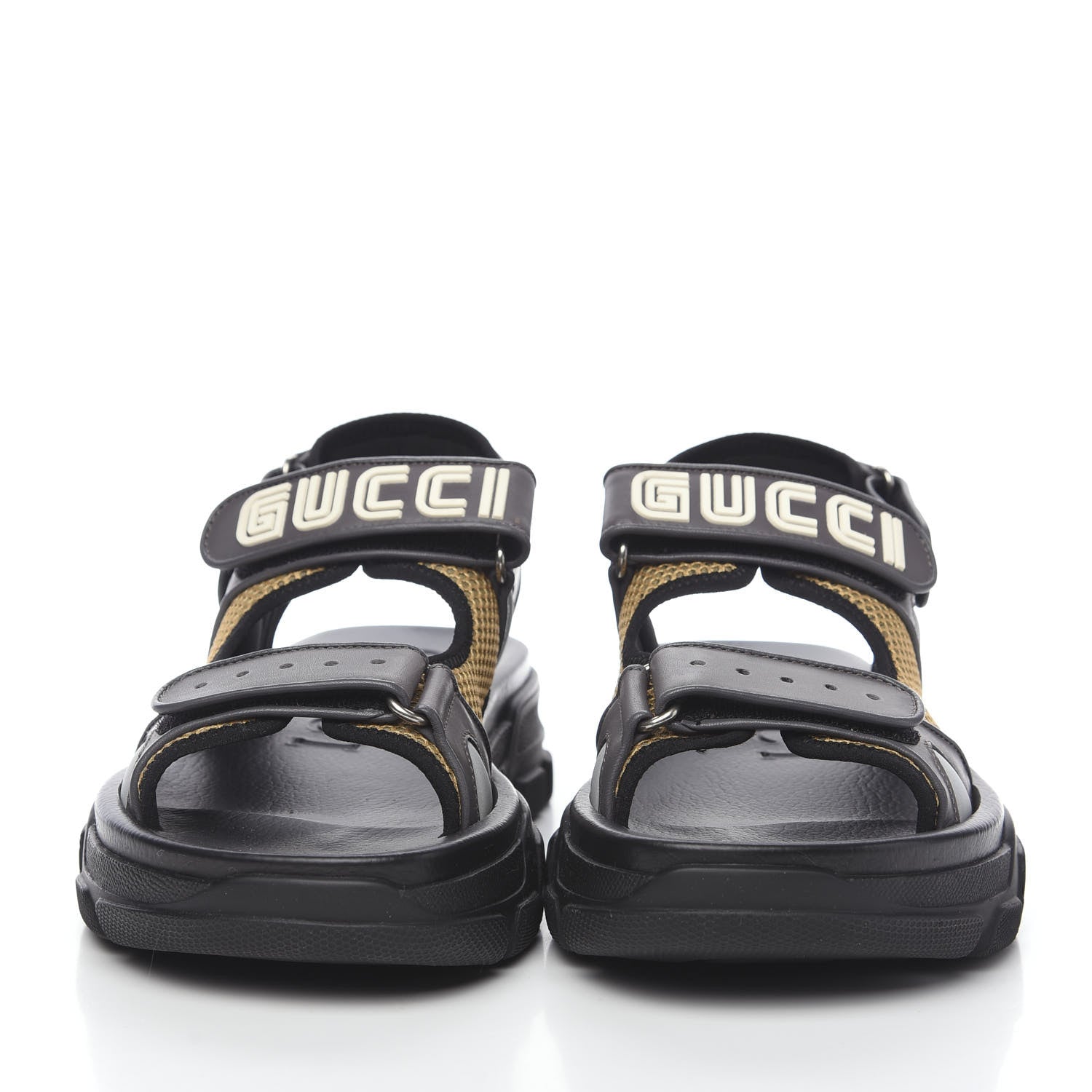 Gucci X SEGA Nappa Mesh Mens Aguru Sandals 7.5 Loess Black 2 of 8