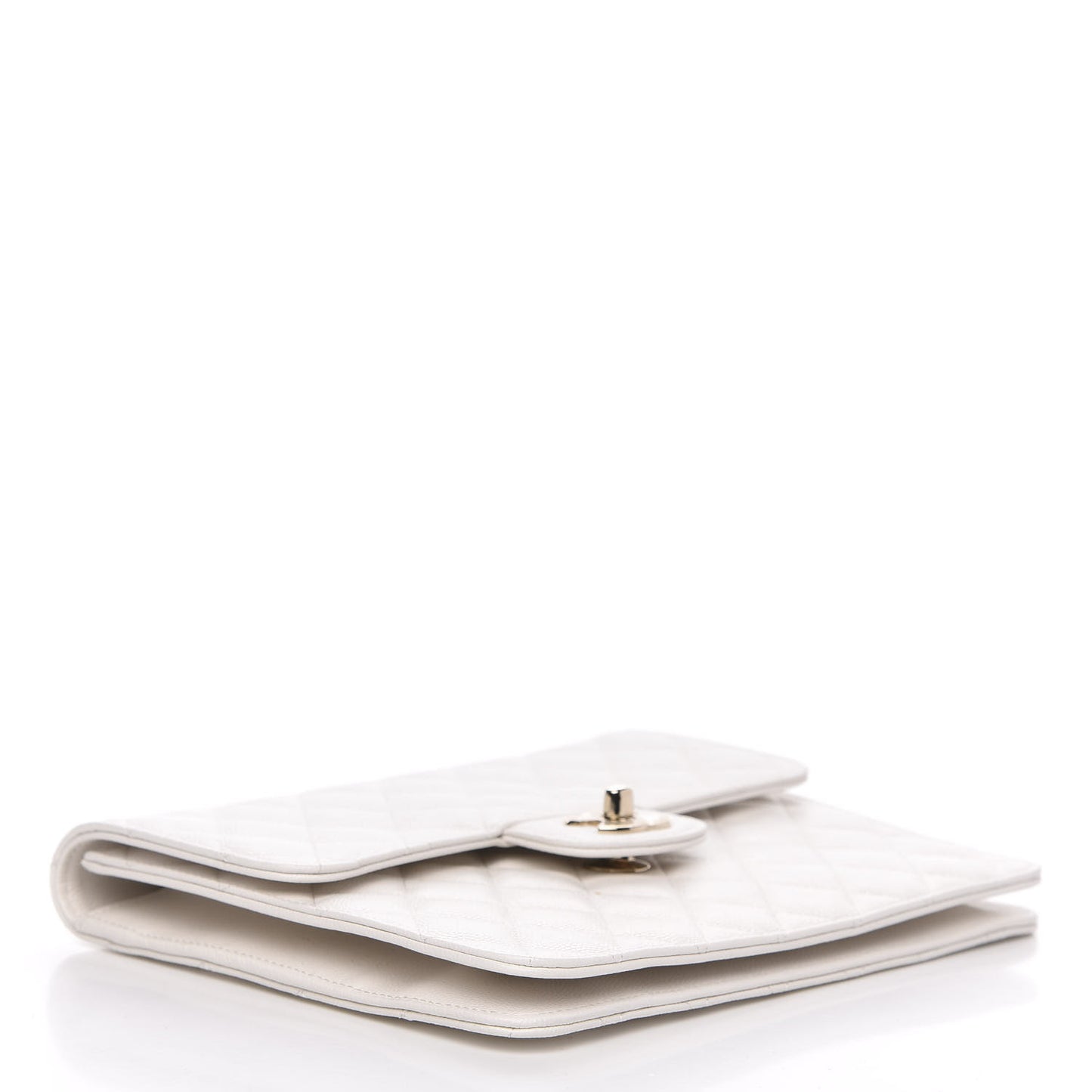 Caviar Quilted Square Flap Clutch White