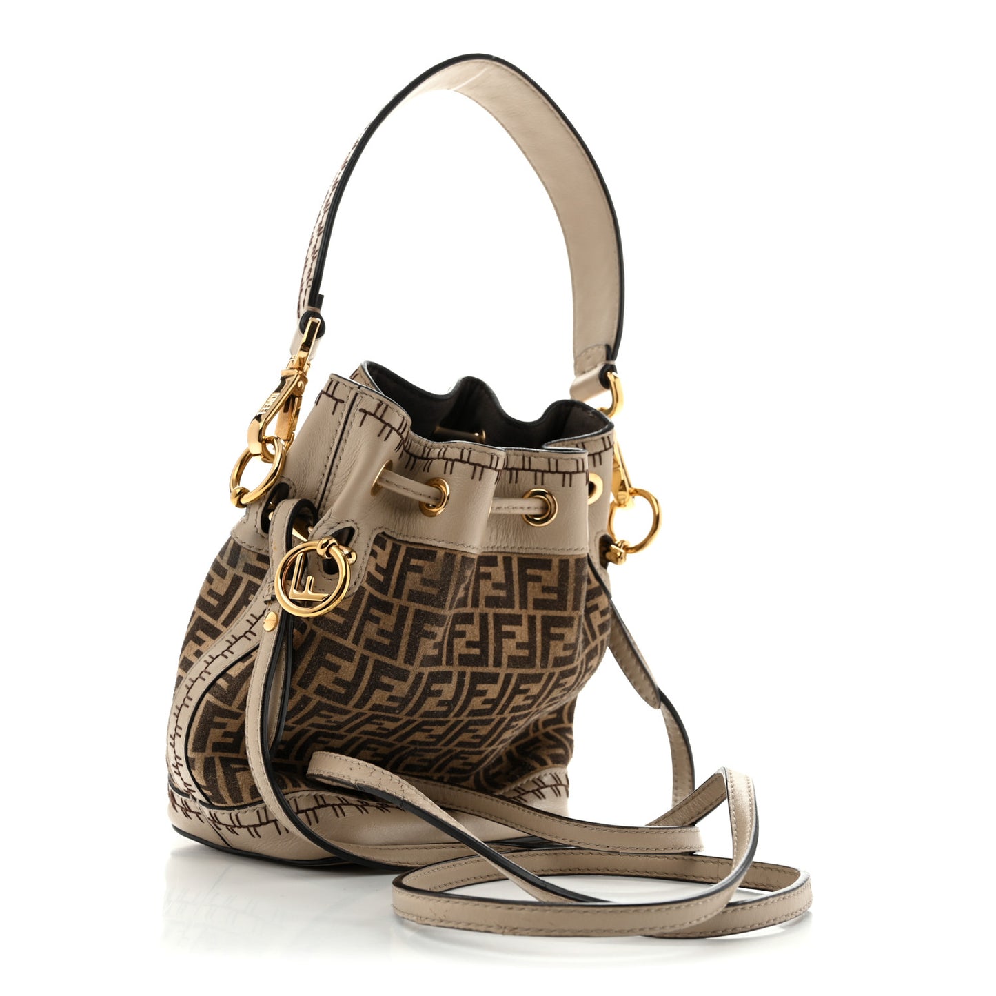 Suede Vitello Grace F is Fendi Micro FF Mini Mon Tresor Bucket Bag Nude Spring Maya