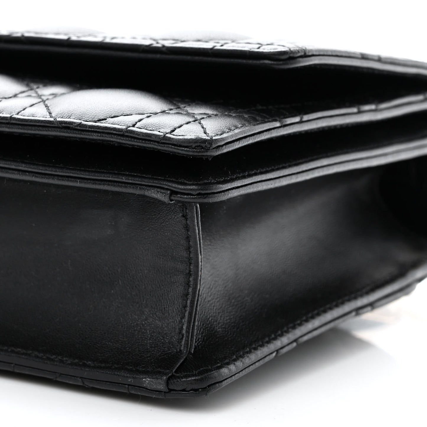 Lambskin Cannage Miss Dior Chain Pouch Black