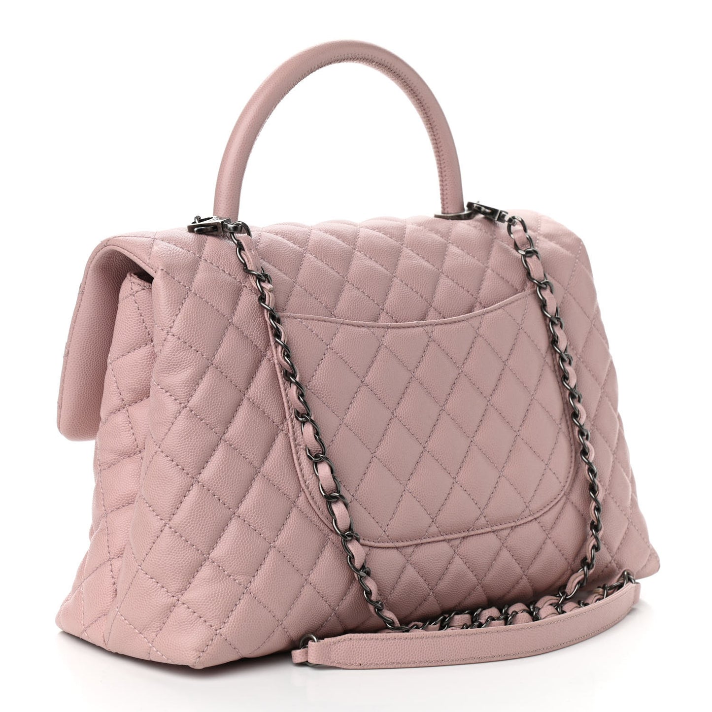 Caviar Quilted Medium Coco Handle Flap Light Pink