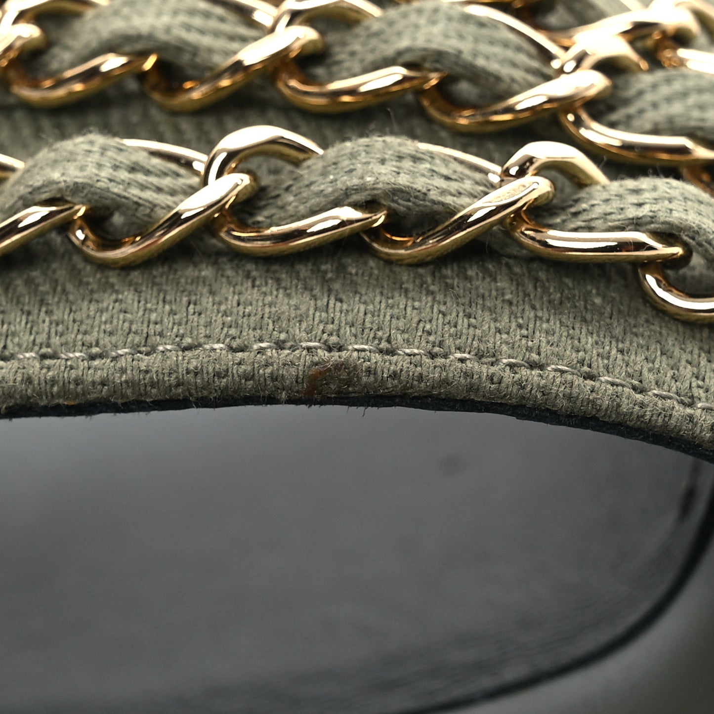 Canvas Chain Flat Sandals 40 Khaki