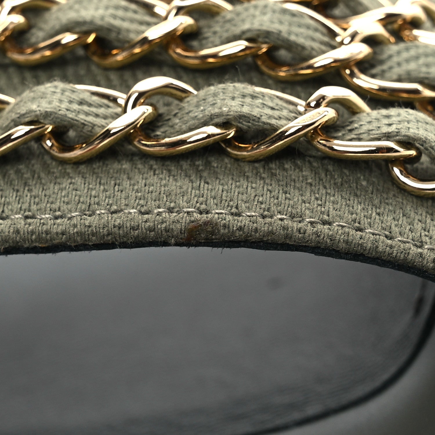 Chanel Canvas Chain Flat Sandals 40 Khaki 13 of 14