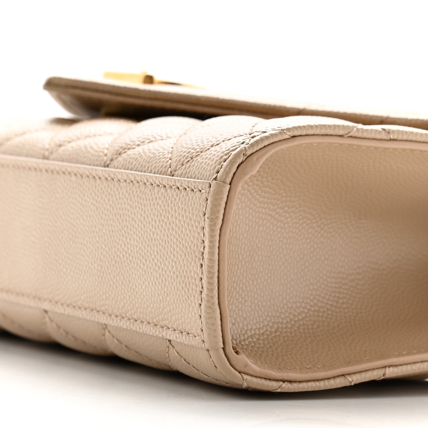 Saint Laurent Grain De Poudre Textured Mixed Matelasse Triquilt Small Monogram Satchel Dark Beige 9 of 9