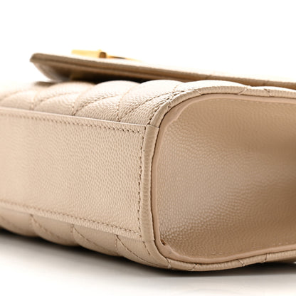 Saint Laurent Grain De Poudre Textured Mixed Matelasse Triquilt Small Monogram Satchel Dark Beige 9 of 9