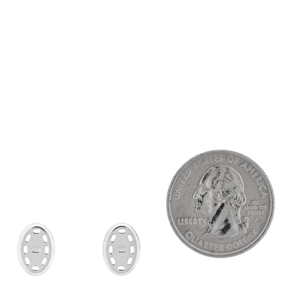 Hermes Sterling Silver PM Point Sellier Earrings 2 of 5