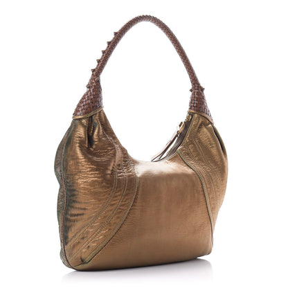 Fendi Nappa Fortuny Hologram Spy Hobo Bag Tobacco Oro Ambrato 3 of 14