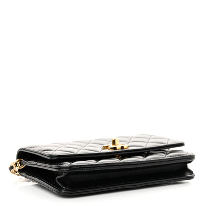 Chanel Shiny Lambskin Quilted Golden Links Wallet On Chain WOC Black 4 of 14
