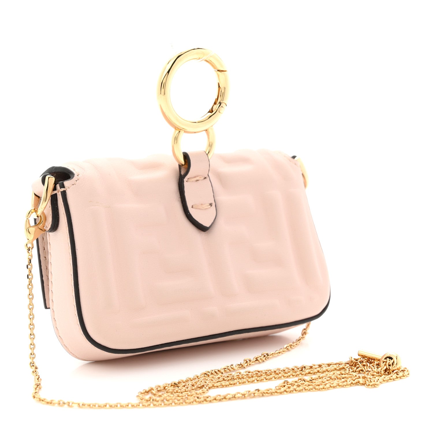 Fendi Nappa Matisse FF Embossed Nano Maxi Buckle Baguette Charm Rosa Quarzo 3 of 10