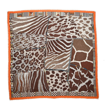 Hermes Cashmere Silk Pelages et Camouflage Fringed Scarf 90 1 of 5