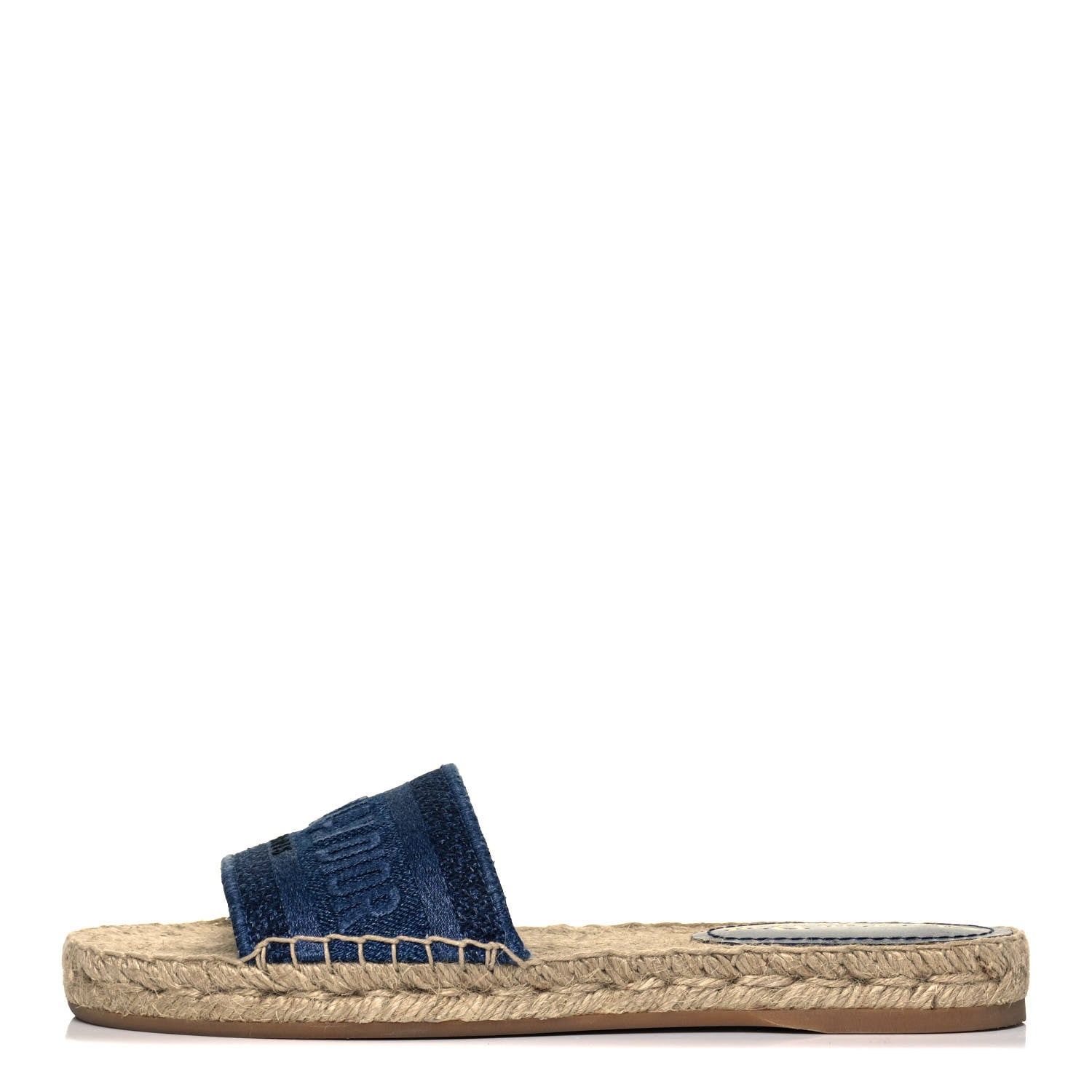 Christian Dior Denim Embroidered Granville Espadrille Flat Slide Sandals 36 Blue 1 of 8
