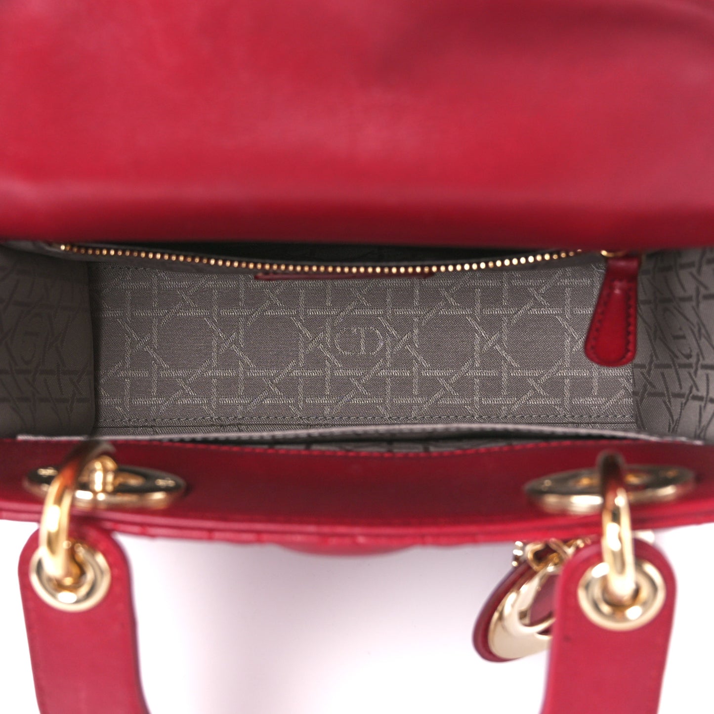 Lambskin Cannage Small Lucky Badges My Lady Dior Red