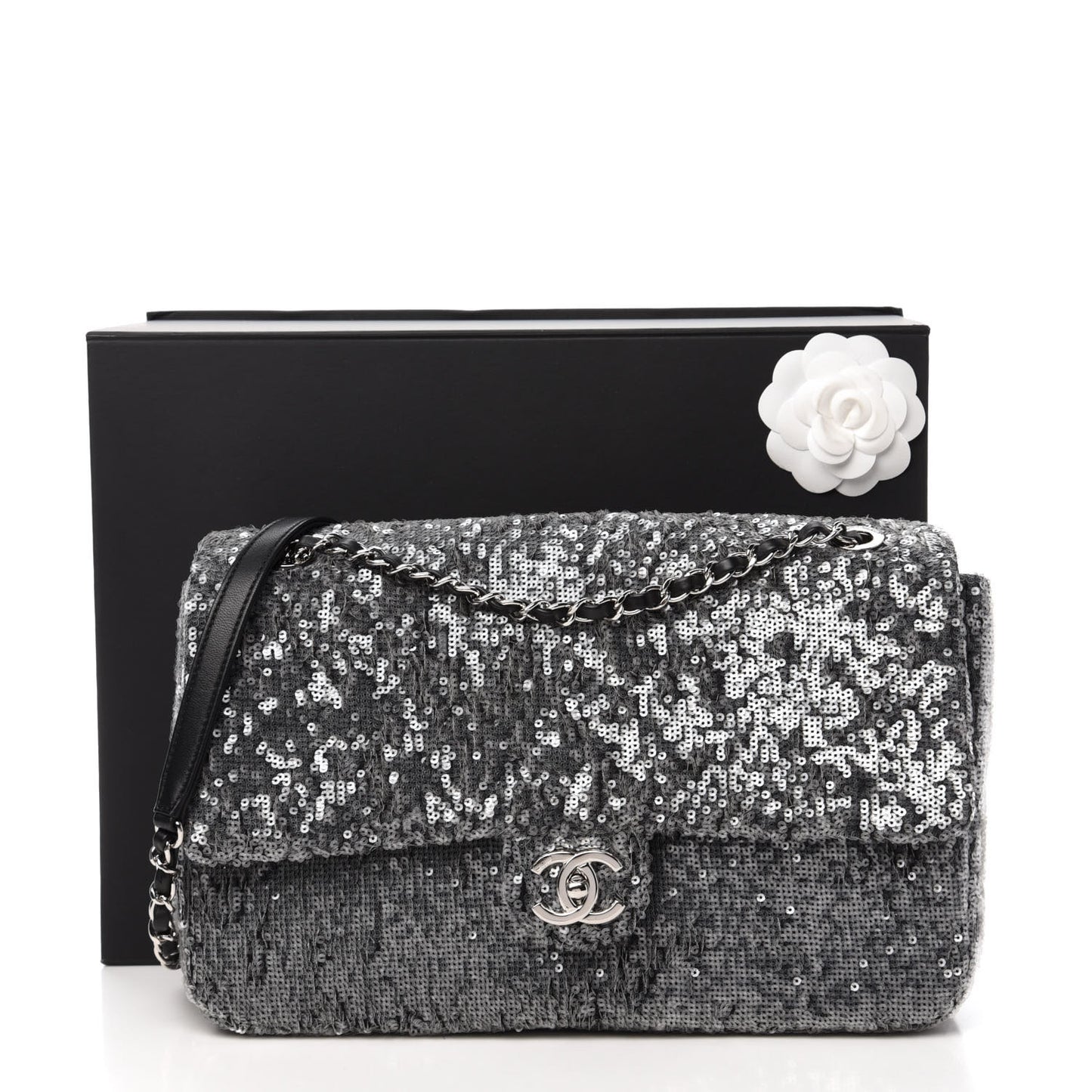Sequin Jumbo Single Flap Silver
