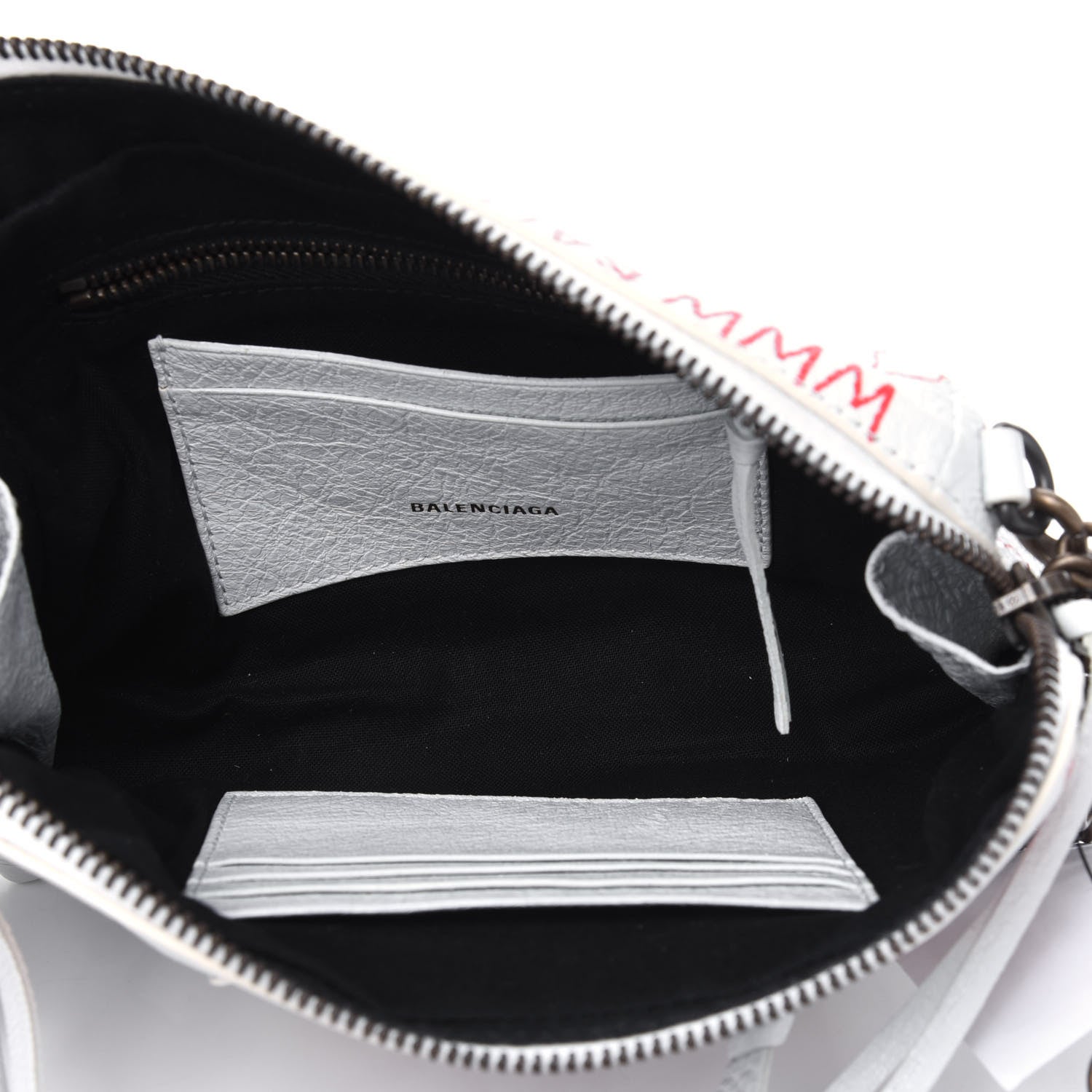 Balenciaga Agneau Graffiti All Over Classic Hardware Reporter XS White Bleu Rouge 4 of 5