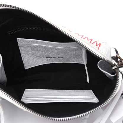Balenciaga Agneau Graffiti All Over Classic Hardware Reporter XS White Bleu Rouge 4 of 5