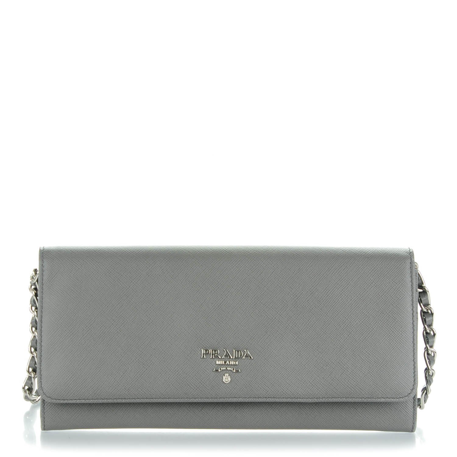 Prada Saffiano Metal Oro Chain Wallet Marmo 1 of 8