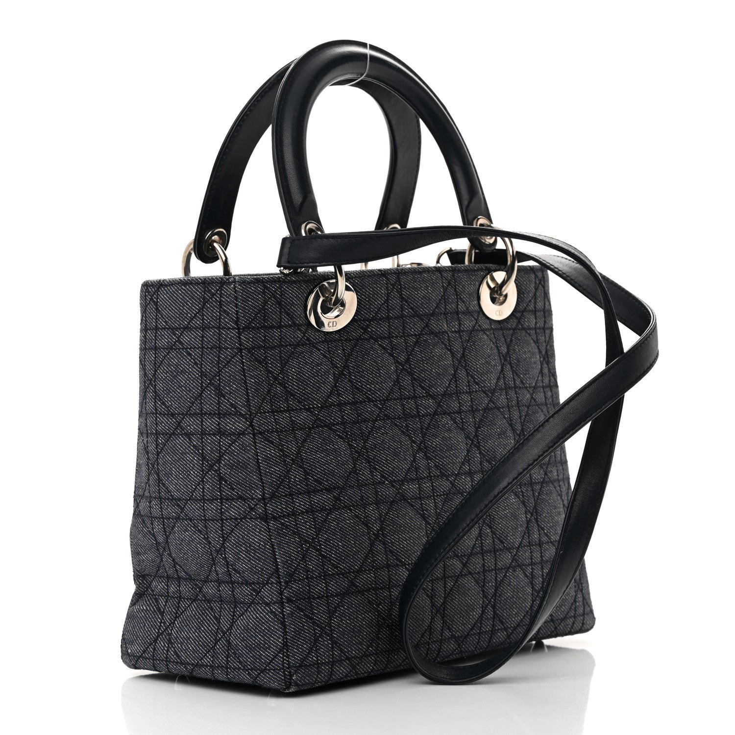Christian Dior Denim Cannage Medium Lady Dior Black 3 of 21