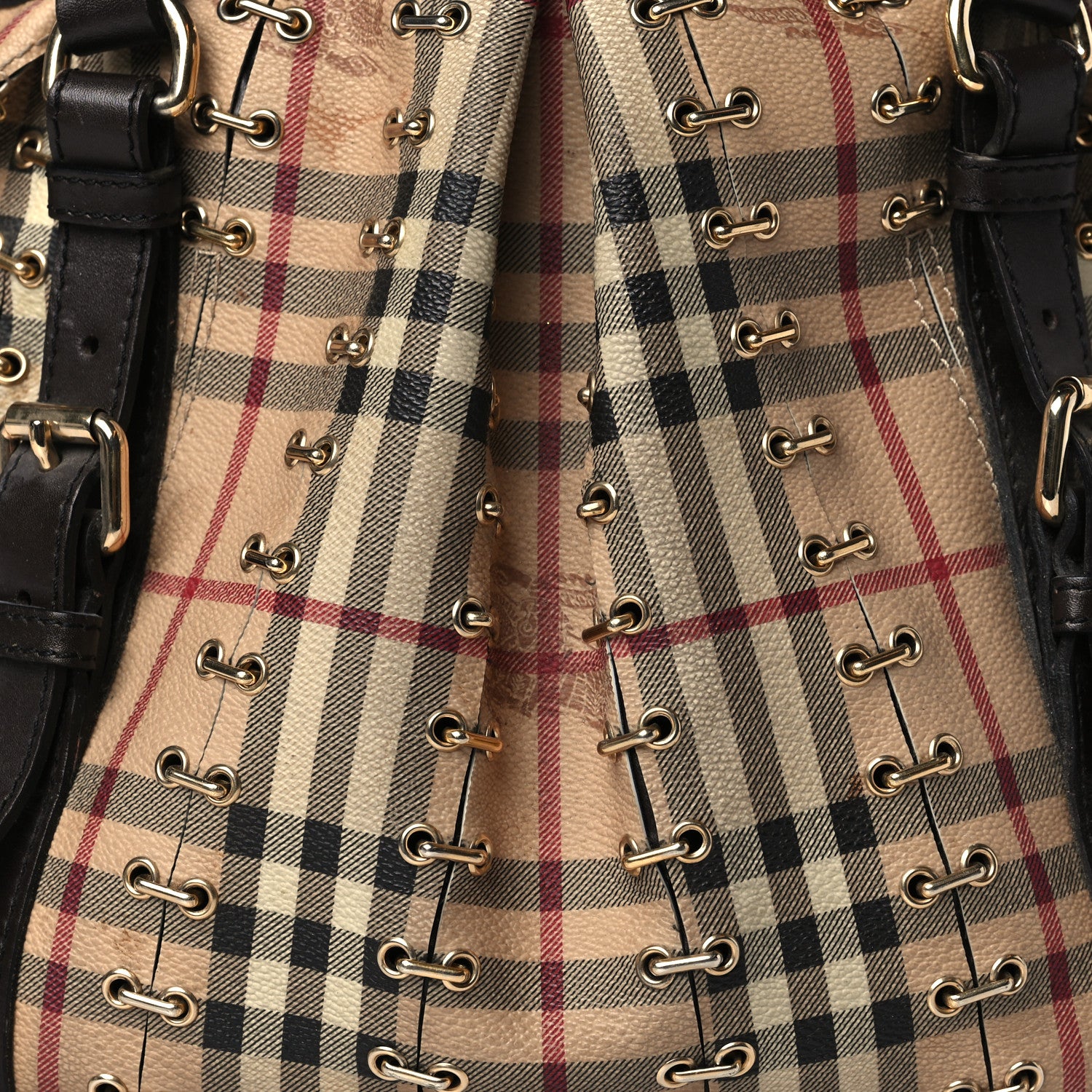 Burberry Haymarket Check Metal Stitch Lowry Dark Brown 6 of 9
