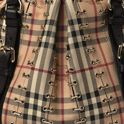 Burberry Haymarket Check Metal Stitch Lowry Dark Brown 6 of 9