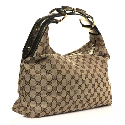 Gucci Monogram Medium Horsebit Chain Hobo Metallic 2 of 11