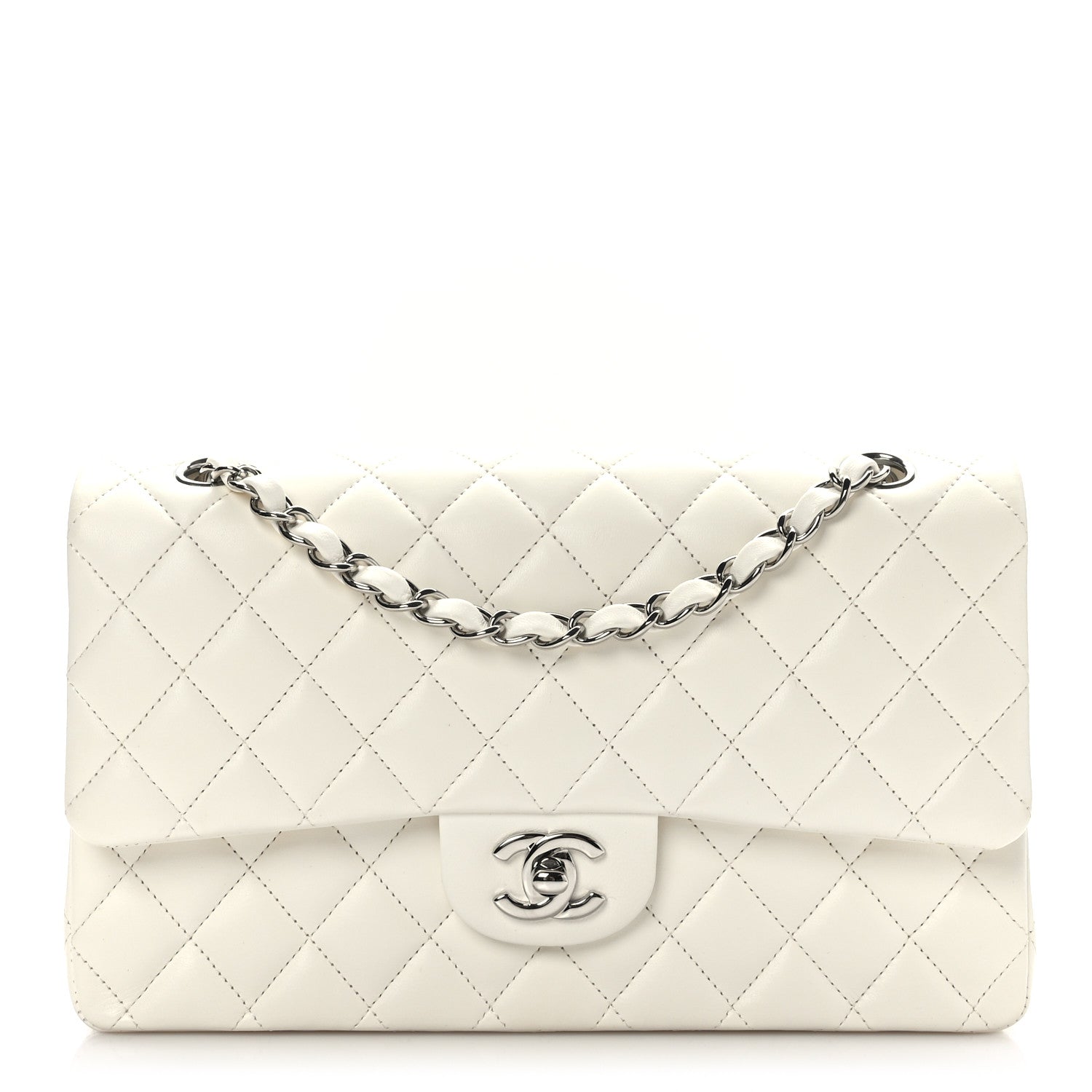 Chanel Lambskin Quilted Medium Double Flap White 1 of 10