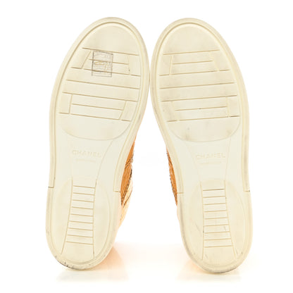 Chanel Metallic Calfskin Crocodile Embossed Cocodile High Top Sneakers 38 Gold 5 of 9