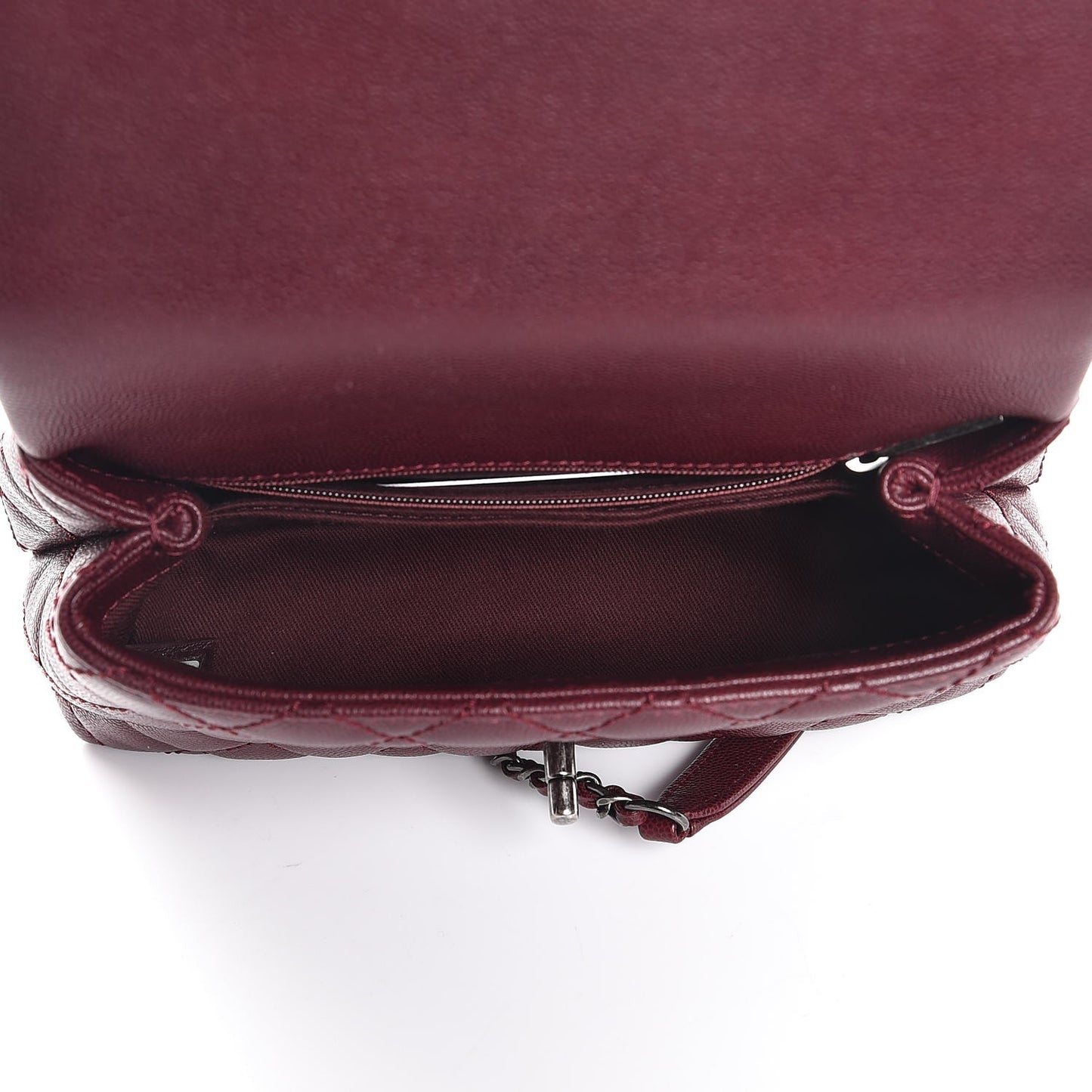 Caviar Quilted Mini Coco Handle Flap Burgundy