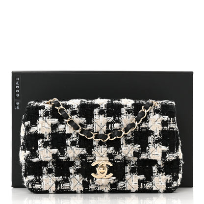 Chanel Tweed Quilted Mini Rectangular Flap Black Ecru White 11 of 11
