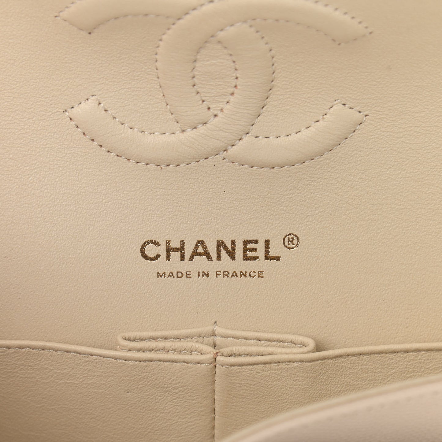 Caviar Quilted Medium Double Flap Light Beige