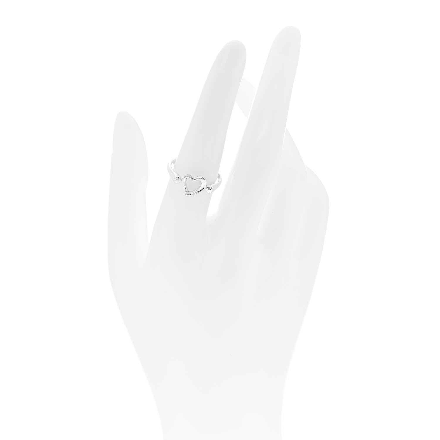 Tiffany Sterling Silver Elsa Peretti Open Heart Ring 53 6.5 2 of 4