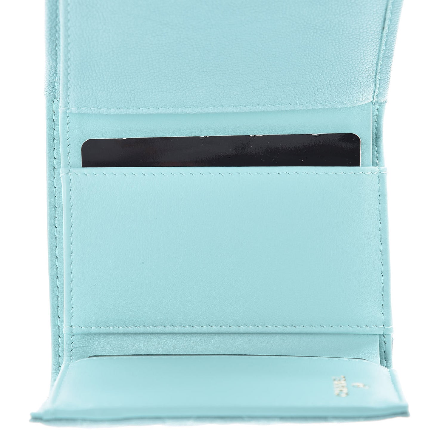 Caviar Quilted Small Boy Flap Wallet Light Blue